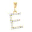 925 Sterling Silver Yellow-tone Unisex Cubic-Zirconia Initial E Alphabet Charm Pendant