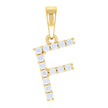 925 Sterling Silver Yellow-tone Unisex Cubic-Zirconia Initial F Alphabet Charm Pendant