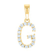 925 Sterling Silver Yellow-tone Unisex Cubic-Zirconia Initial G Alphabet Charm Pendant