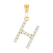 925 Sterling Silver Yellow-tone Unisex Cubic-Zirconia Initial H Alphabet Charm Pendant