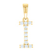 925 Sterling Silver Yellow-tone Unisex Cubic-Zirconia Initial I Alphabet Charm Pendant