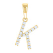 925 Sterling Silver Yellow-tone Unisex Cubic-Zirconia Initial K Alphabet Charm Pendant