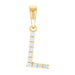 925 Sterling Silver Yellow-tone Unisex Cubic-Zirconia Initial L Alphabet Charm Pendant