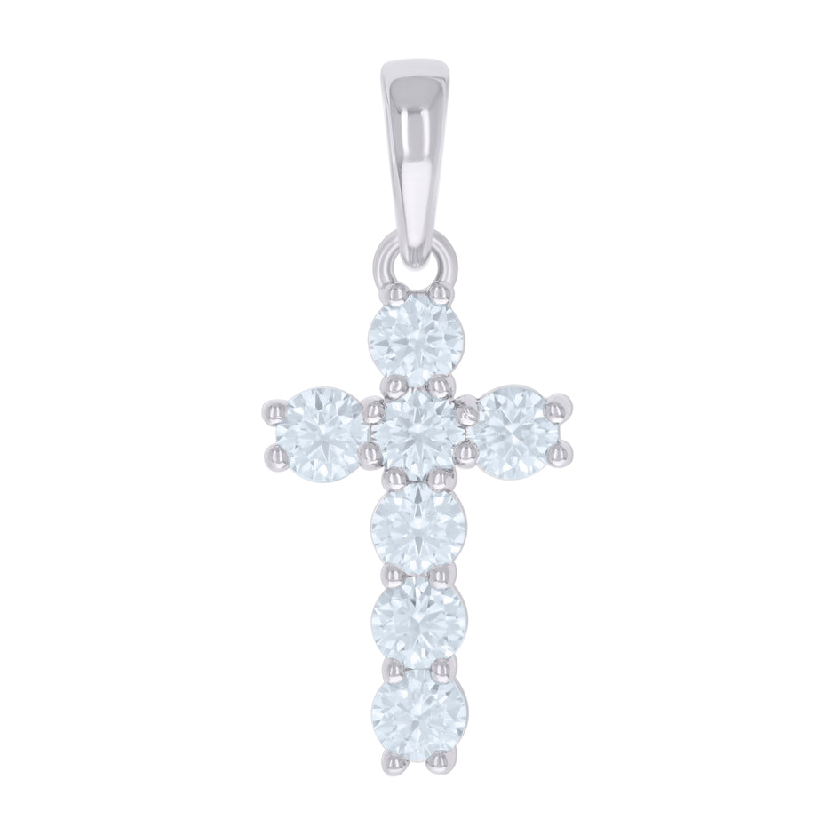 925 Sterling Silver Mens Cubic-Zirconia Cross Religious Charm Pendant