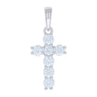 925 Sterling Silver Mens Cubic-Zirconia Cross Religious Charm Pendant
