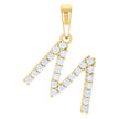925 Sterling Silver Yellow-tone Unisex Cubic-Zirconia Initial M Alphabet Charm Pendant