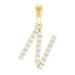 925 Sterling Silver Yellow-tone Unisex Cubic-Zirconia Initial N Alphabet Charm Pendant