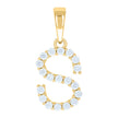 925 Sterling Silver Yellow-tone Unisex Cubic-Zirconia Initial S Alphabet Charm Pendant