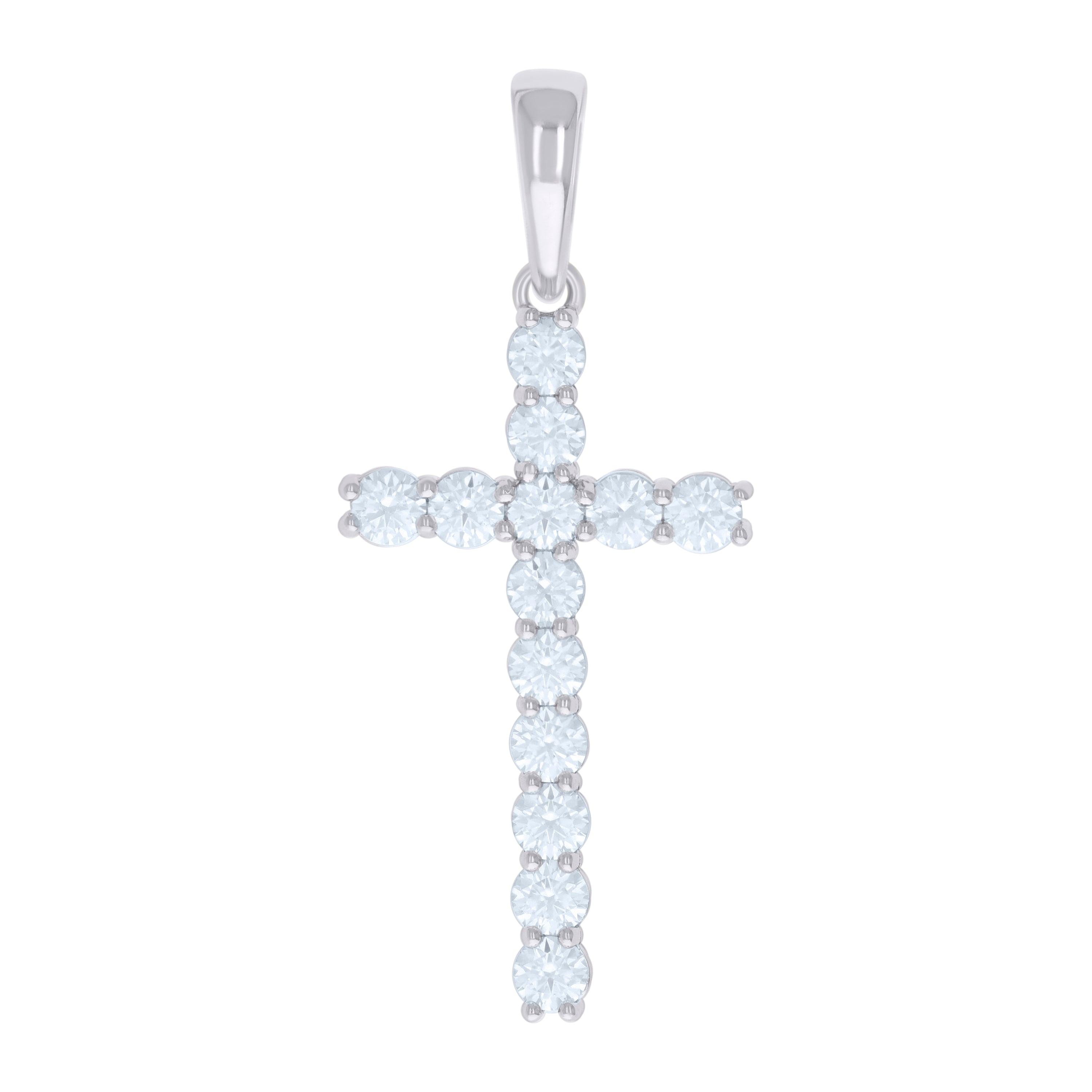 925 Sterling Silver Mens Cubic-Zirconia Cross Religious Charm Pendant