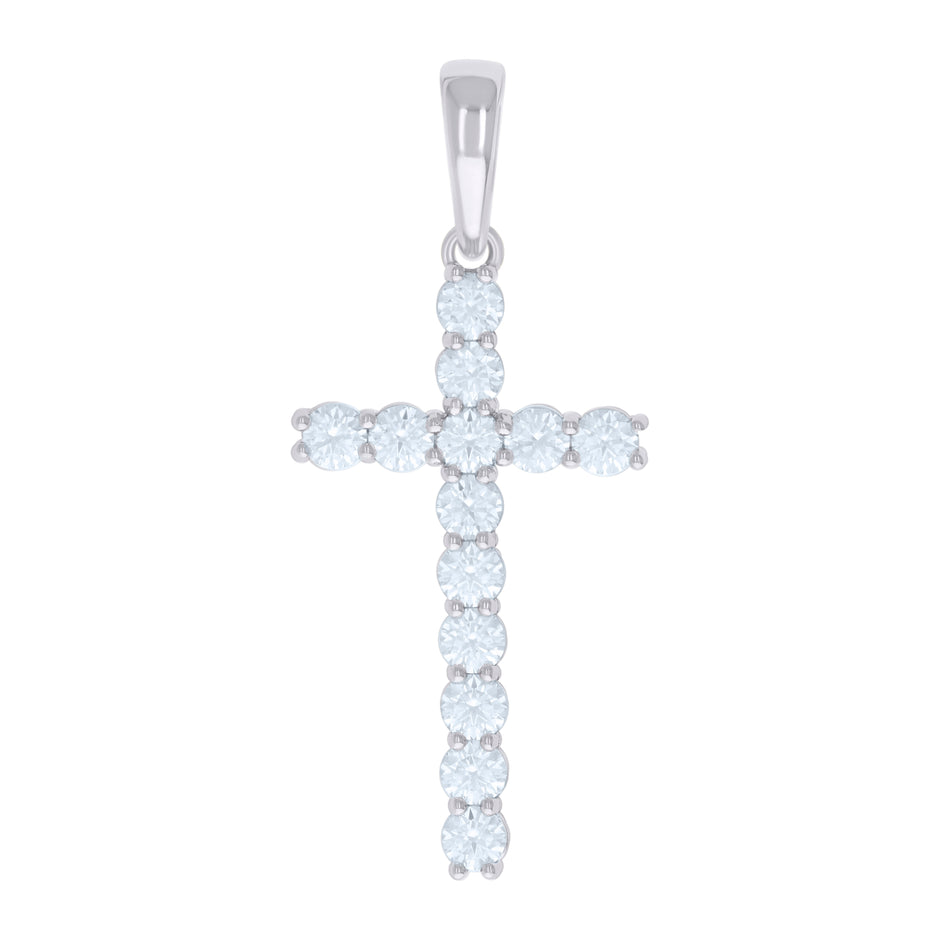 925 Sterling Silver Mens Cubic-Zirconia Cross Religious Charm Pendant