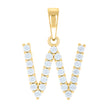 925 Sterling Silver Yellow-tone Unisex Cubic-Zirconia Initial W Alphabet Charm Pendant