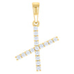 925 Sterling Silver Yellow-tone Unisex Cubic-Zirconia Initial X Alphabet Charm Pendant