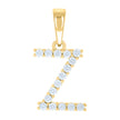 925 Sterling Silver Yellow-tone Unisex Cubic-Zirconia Initial Z Alphabet Charm Pendant