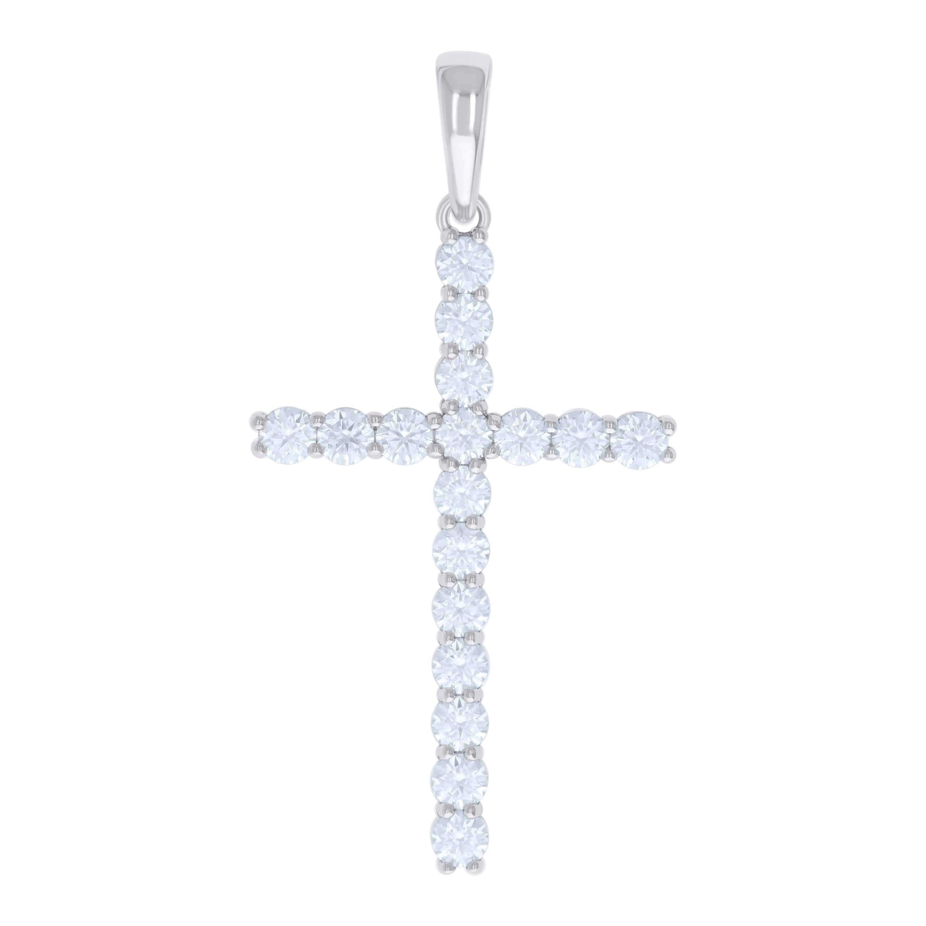 925 Sterling Silver Mens Cubic-Zirconia Cross Religious Charm Pendant