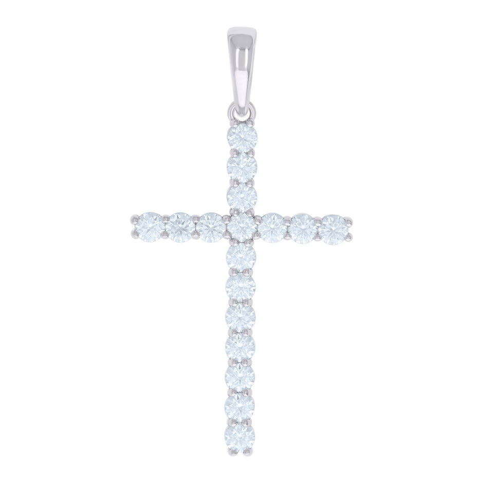 925 Sterling Silver Mens Cubic-Zirconia Cross Religious Charm Pendant
