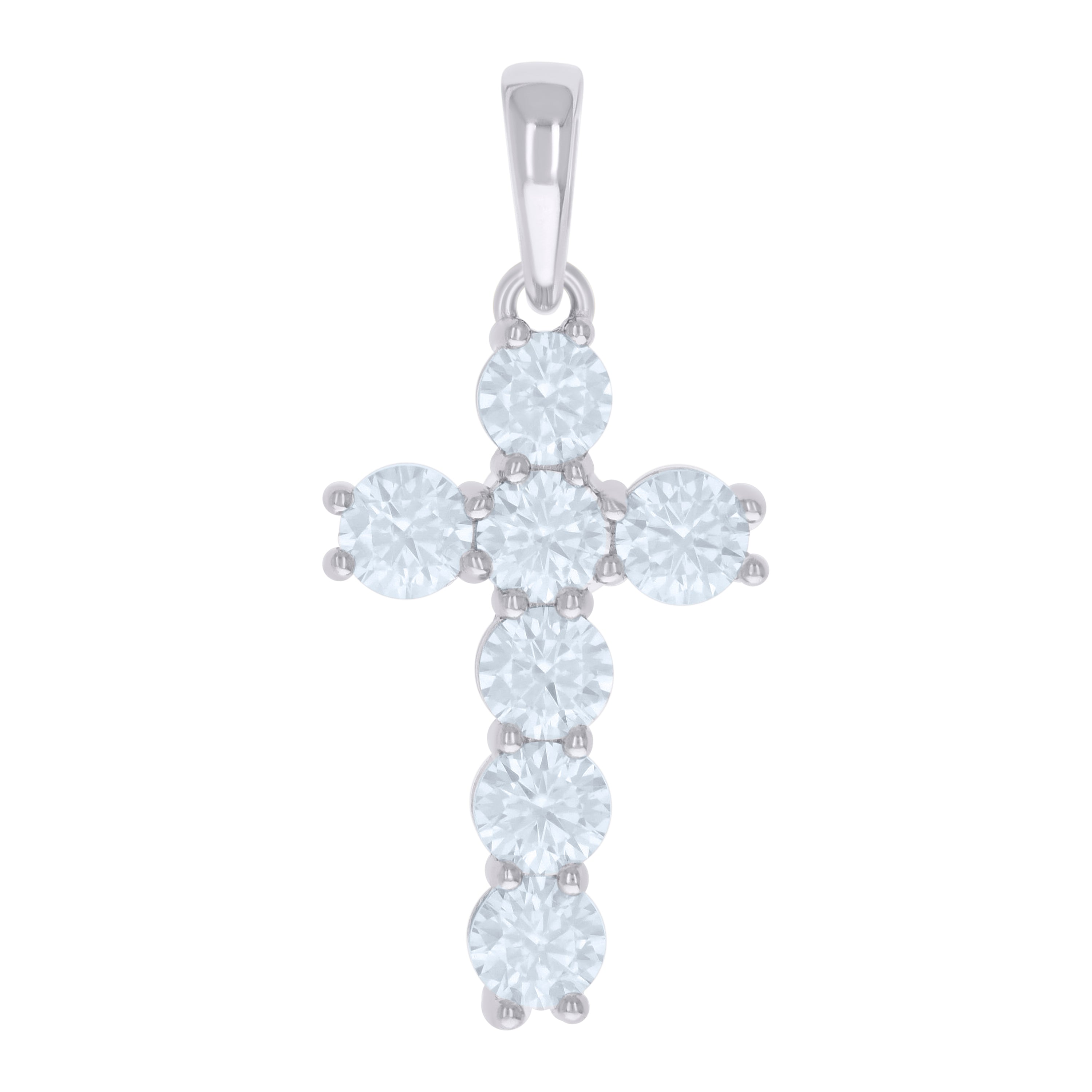925 Sterling Silver Mens Cubic-Zirconia Cross Religious Charm Pendant