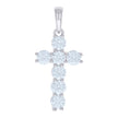 925 Sterling Silver Mens Cubic-Zirconia Cross Religious Charm Pendant