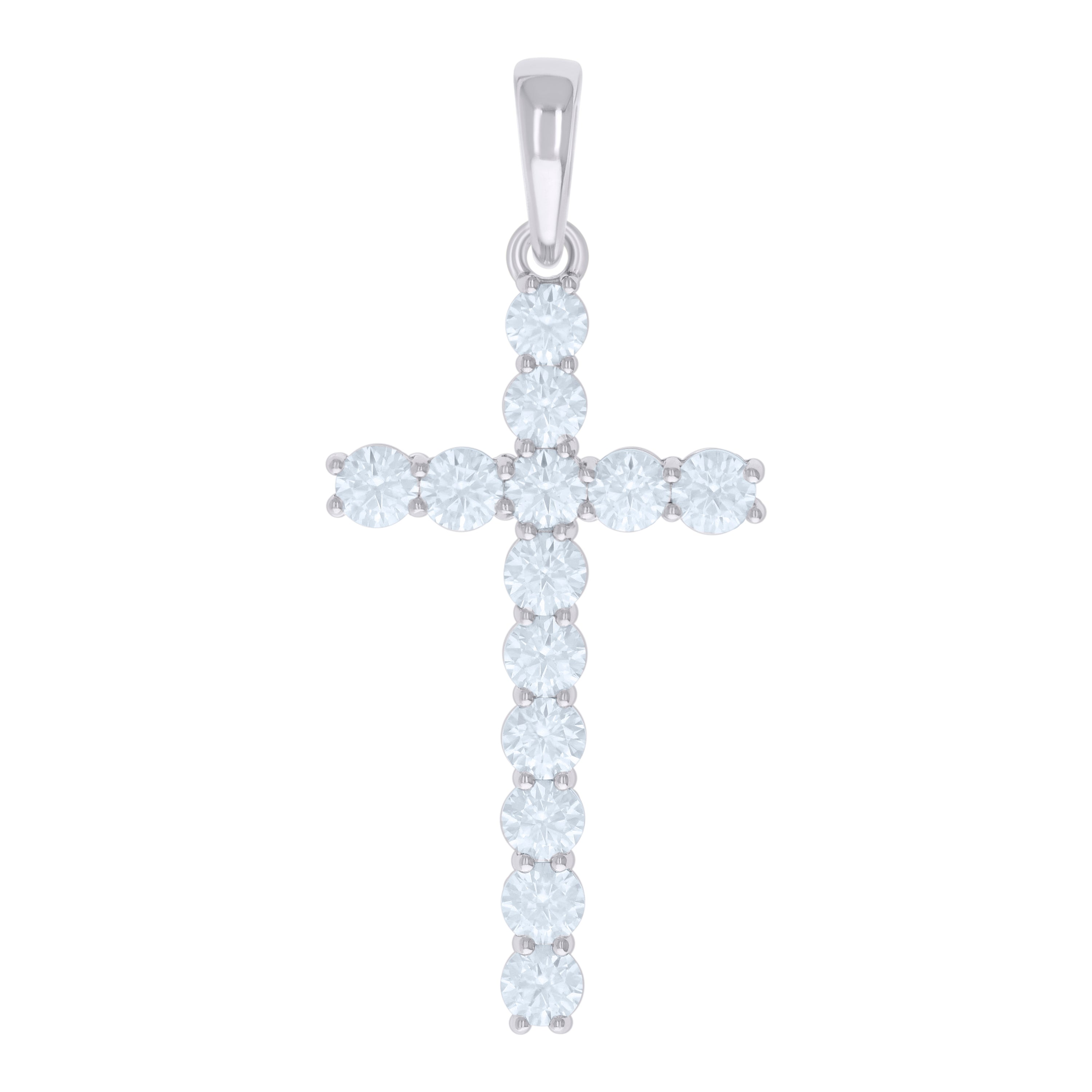 925 Sterling Silver Mens Cubic-Zirconia Cross Religious Charm Pendant