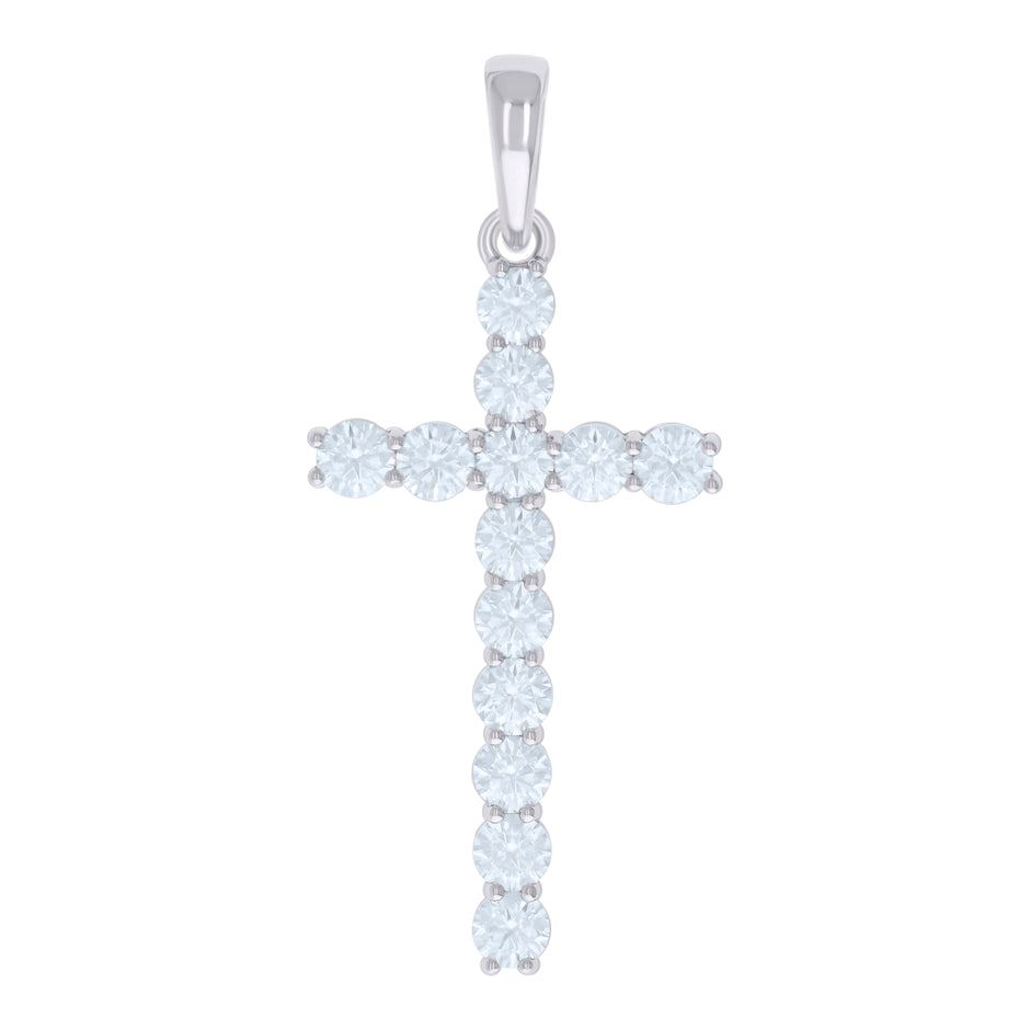 925 Sterling Silver Mens Cubic-Zirconia Cross Religious Charm Pendant