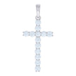 925 Sterling Silver Mens Cubic-Zirconia Cross Religious Charm Pendant