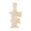 925 Sterling Silver Yellow-tone Unisex 0.51Ct, 0.35Ct Baguette Round Moissanite Initial F Pendant