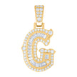 925 Sterling Silver Yellow-tone Unisex 0.51Ct, 0.35Ct Baguette Round Moissanite Initial G Pendant