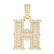 925 Sterling Silver Yellow-tone Unisex 0.64Ct, 0.48Ct Baguette Round Moissanite Initial H Pendant