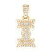 925 Sterling Silver Yellow-tone Unisex 0.49Ct, 0.26Ct Baguette Round Moissanite Initial I Pendant