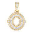 925 Sterling Silver Yellow-tone Unisex 0.56Ct, 0.44Ct Baguette Round Moissanite Initial O Pendant