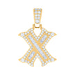 925 Sterling Silver Yellow-tone Unisex 0.57Ct, 0.28Ct Baguette Round Moissanite Initial X Pendant