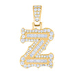 925 Sterling Silver Yellow-tone Unisex 0.70Ct, 0.34Ct Baguette Round Moissanite Initial Z Pendant