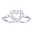 925 Sterling Silver Womens Cubic-Zirconia Heart Ring Size 9 - SLV-133138