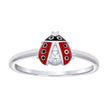 925 Sterling Silver Womens Cubic-Zirconia Enameled Ladybug Fashion Ring Size 9 - SLV-133150