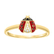 925 Sterling Silver Yellow-tone Womens Cubic-Zirconia Enameled Ladybug Fashion Ring Size 5