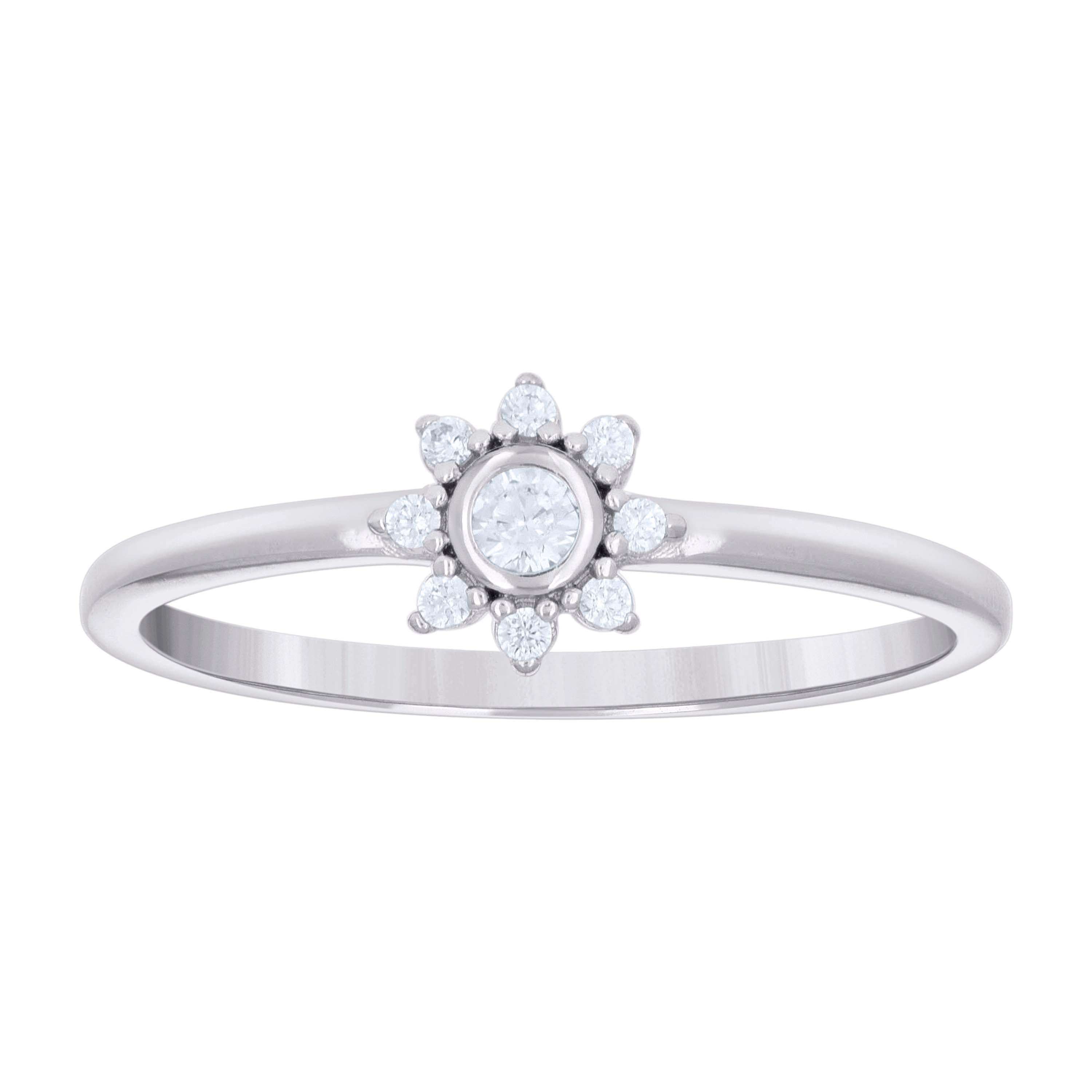 925 Sterling Silver Womens Cubic-Zirconia Flower Engagement Ring Size 5