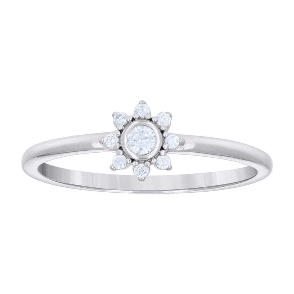 925 Sterling Silver Womens Cubic-Zirconia Flower Engagement Ring Size 7 - SLV-133166