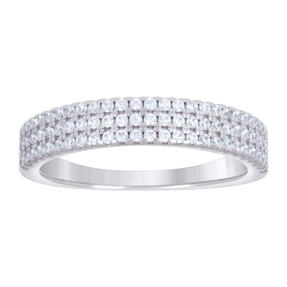 925 Sterling Silver Womens Cubic-Zirconia Wedding Band Ring Size 10 - SLV-133175