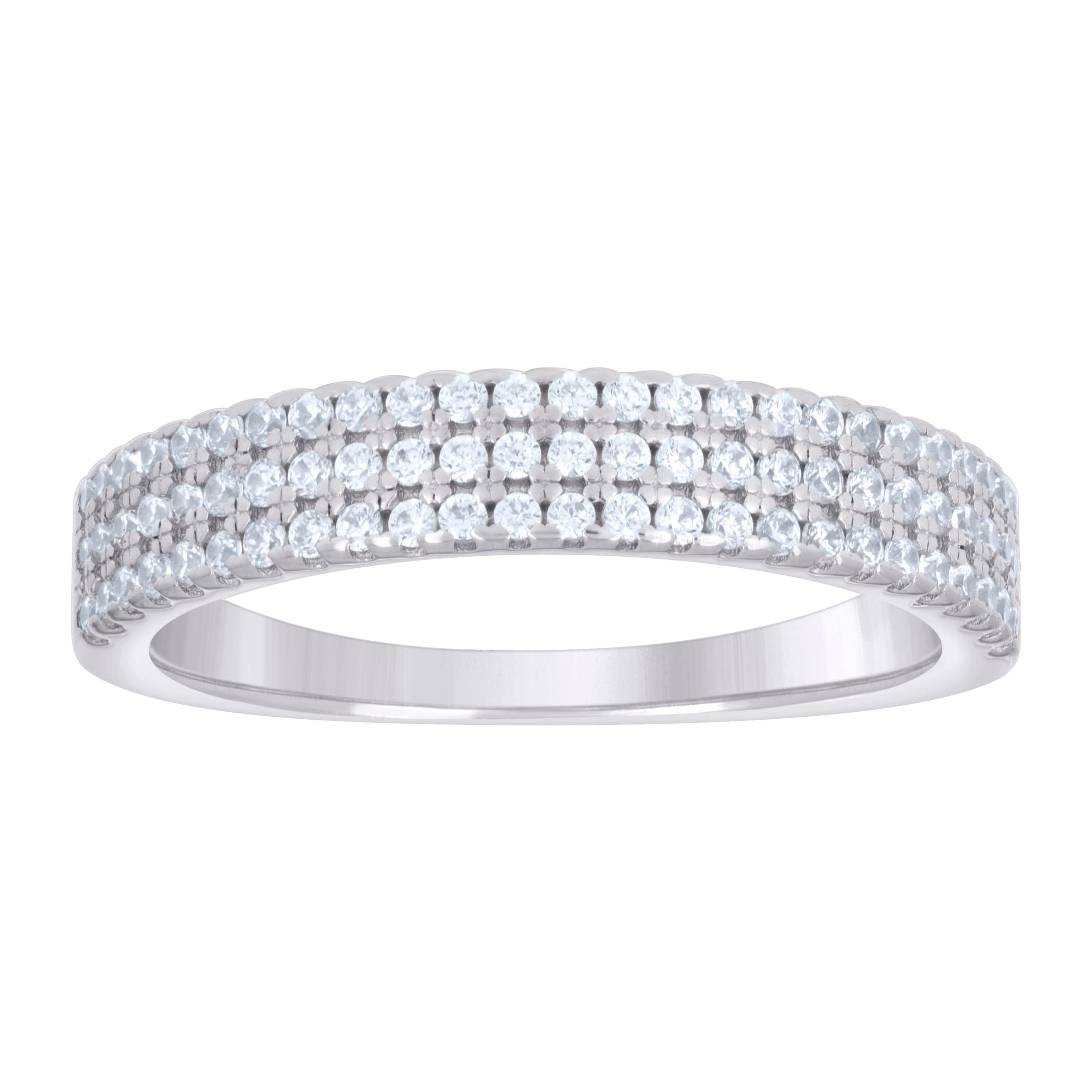 925 Sterling Silver Womens Cubic-Zirconia Wedding Band Ring Size 7 - SLV-133172