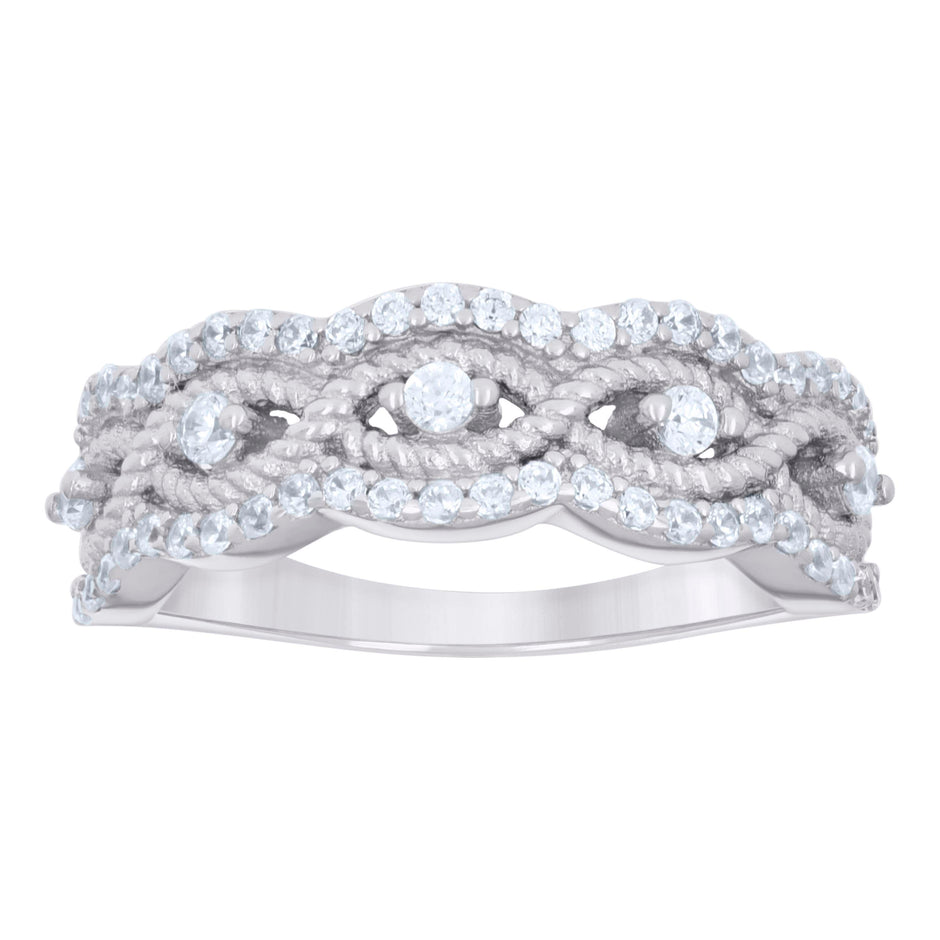 925 Sterling Silver Womens Cubic-Zirconia Fashion Ring Size 9 - SLV-133205
