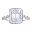 925 Sterling Silver Womens Baguette Round Cubic-Zirconia Engagement Ring Size 5
