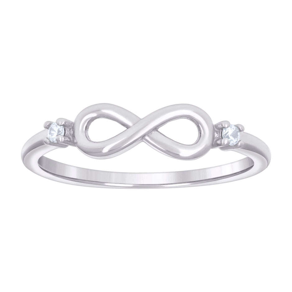 925 Sterling Silver Womens Cubic-Zirconia Infinity Love Ring Size 5
