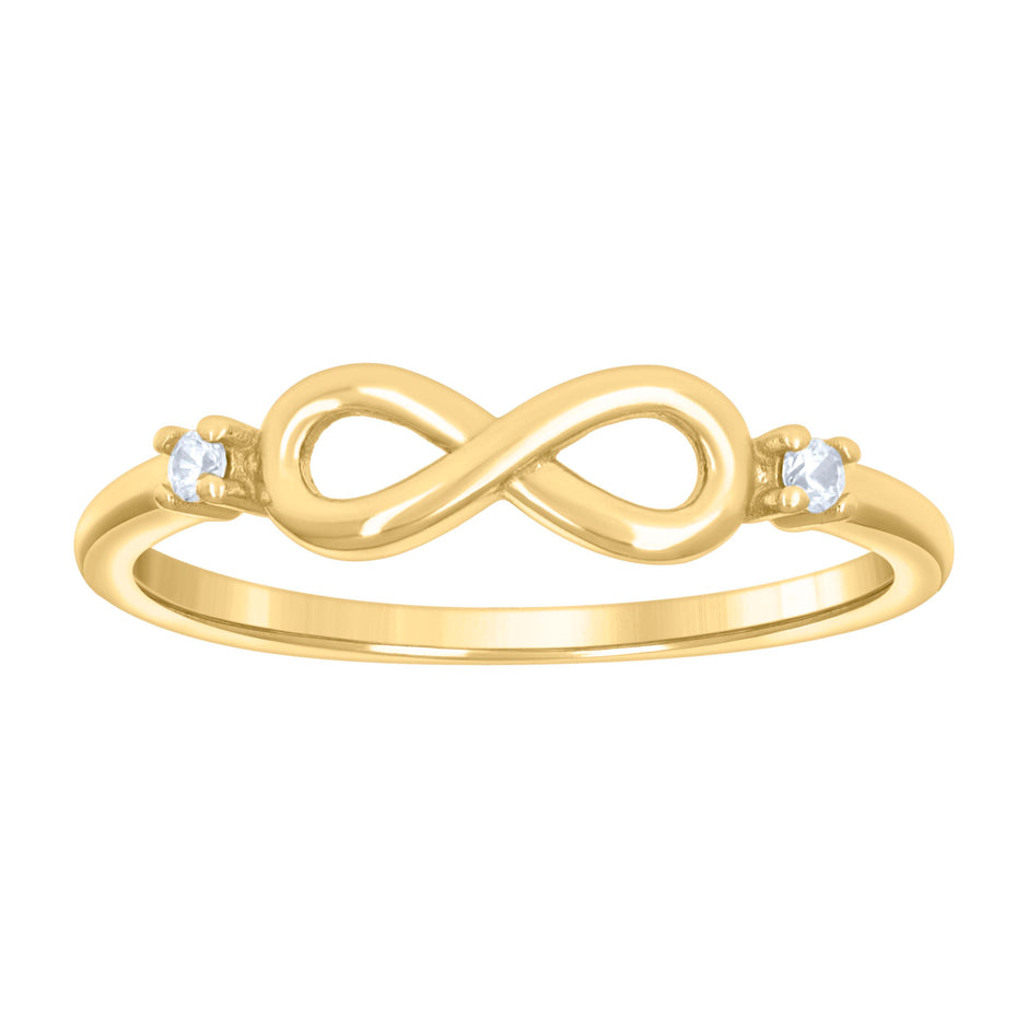 925 Sterling Silver Yellow-tone Womens Cubic-Zirconia Infinity Love Ring Size 9 - SLV-133241