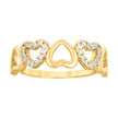 925 Sterling Silver Yellow-tone Womens Cubic-Zirconia Alternating Heart Ring Size 9 - SLV-133253