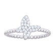 925 Sterling Silver Womens Cubic-Zirconia Butterfly Beaded Fashion Ring Size 6 - SLV-133298