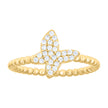 925 Sterling Silver Yellow-tone Womens Cubic-Zirconia Butterfly Beaded Fashion Ring Size 7 - SLV-133305