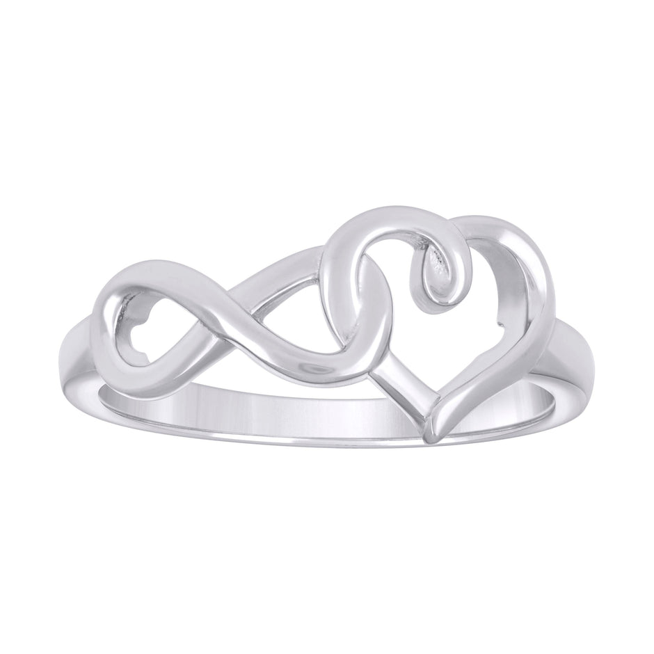 925 Sterling Silver Womens Infinity Love Heart Ring Size 9 - SLV-133325