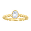 925 Sterling Silver Yellow-tone Womens Oval Cubic-Zirconia Oval Beaded Fashion Ring Size 5