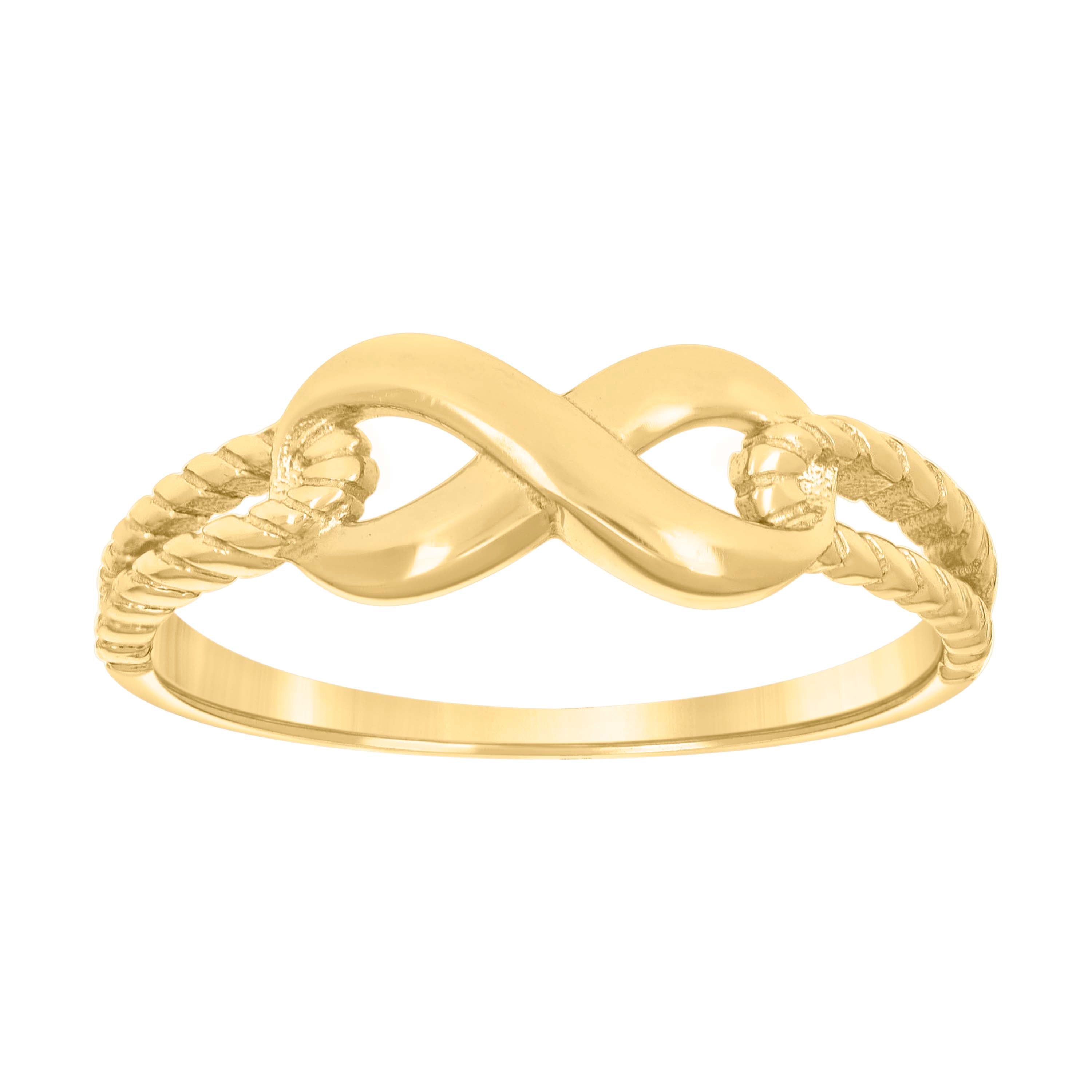 925 Sterling Silver Yellow-tone Womens Infinity Love Ring Size 9 - SLV-133361