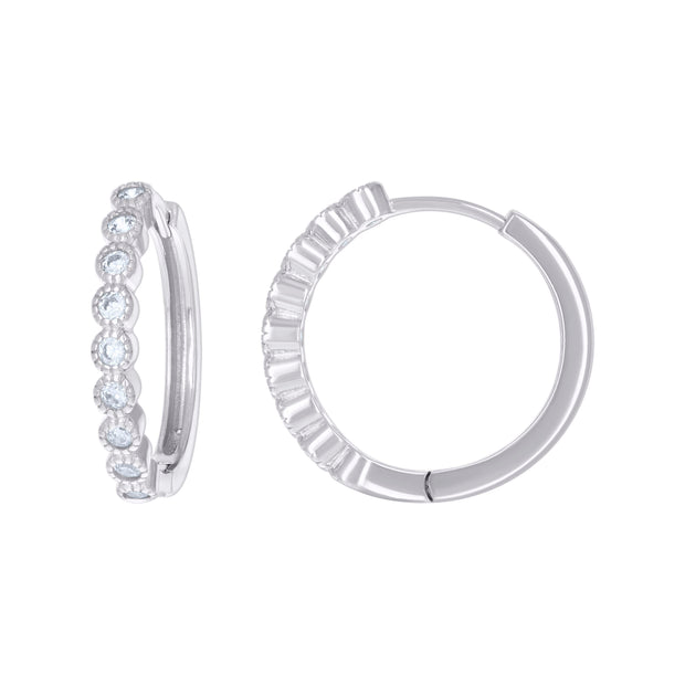 925 Sterling Silver Womens Cubic-Zirconia Fashion Hoop Earrings 