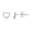 925 Sterling Silver Womens Cubic-Zirconia Heart Stud Earrings 